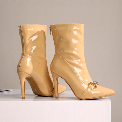 Women's Boots Ankle Pointed Toe Slim Stiletto Heel with Crystal Accent