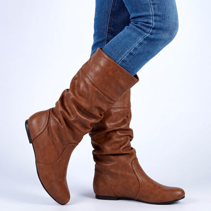 Women's Boots Slouchy Shaft Round Toe True Fit with Low Stacked Heel
