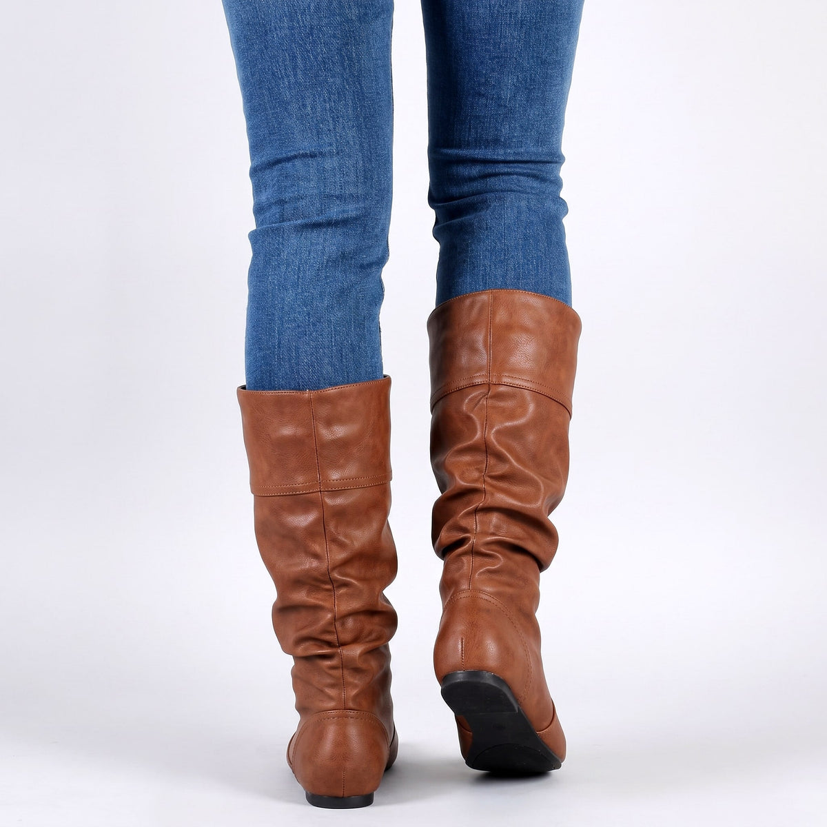 Women's Boots Slouchy Shaft Round Toe True Fit with Low Stacked Heel