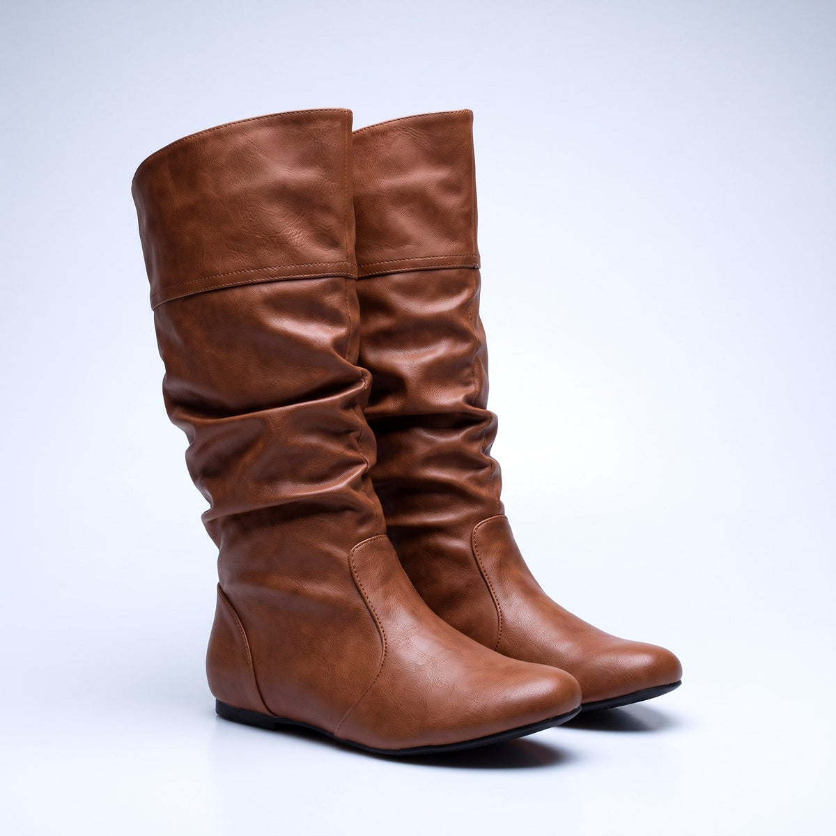 Women's Boots Slouchy Shaft Round Toe True Fit with Low Stacked Heel