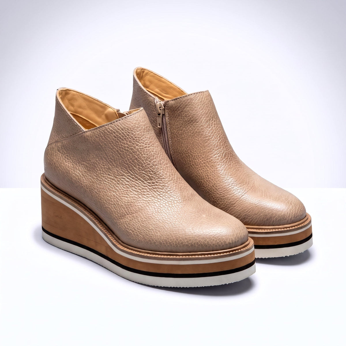Women's Boots Wedge Heel Rounded Toe Broad Base with Contrast Sole