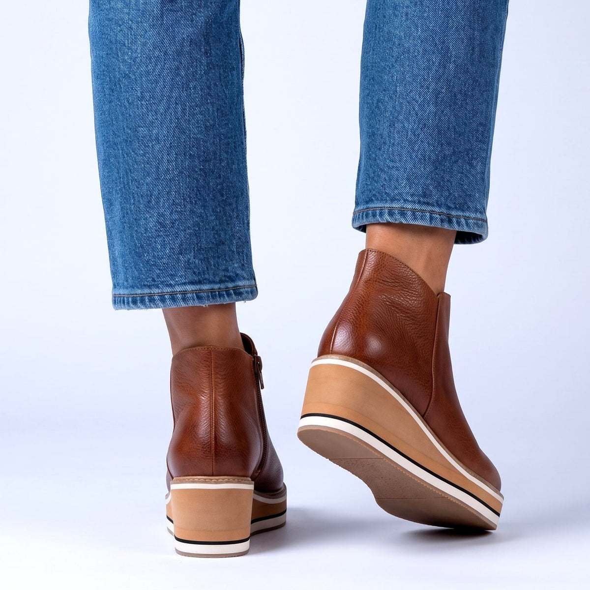 Women's Boots Wedge Heel Rounded Toe Broad Base with Contrast Sole