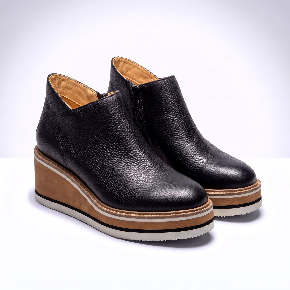 Women's Boots Wedge Heel Rounded Toe Broad Base with Contrast Sole