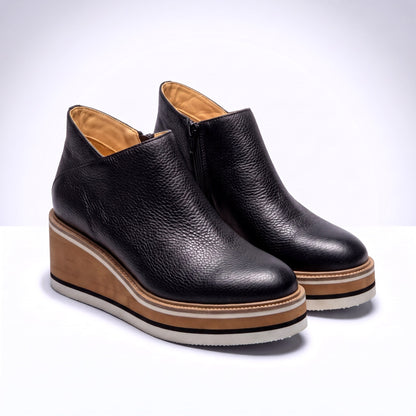 Women's Boots Wedge Heel Rounded Toe Broad Base with Contrast Sole