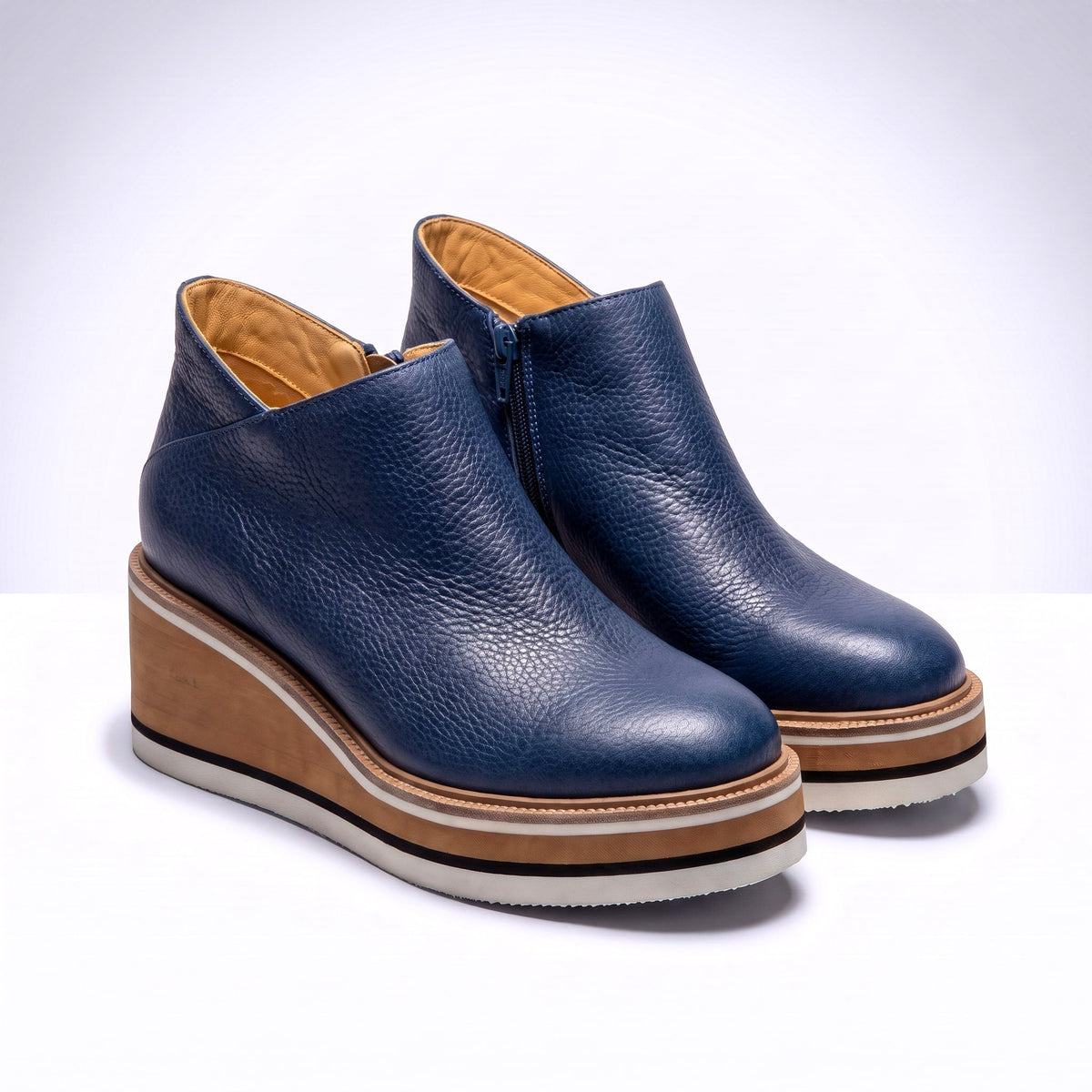 Women's Boots Wedge Heel Rounded Toe Broad Base with Contrast Sole