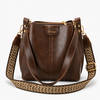 Women's Bucket Shoulder Bag | Two Straps & Vintage Finish