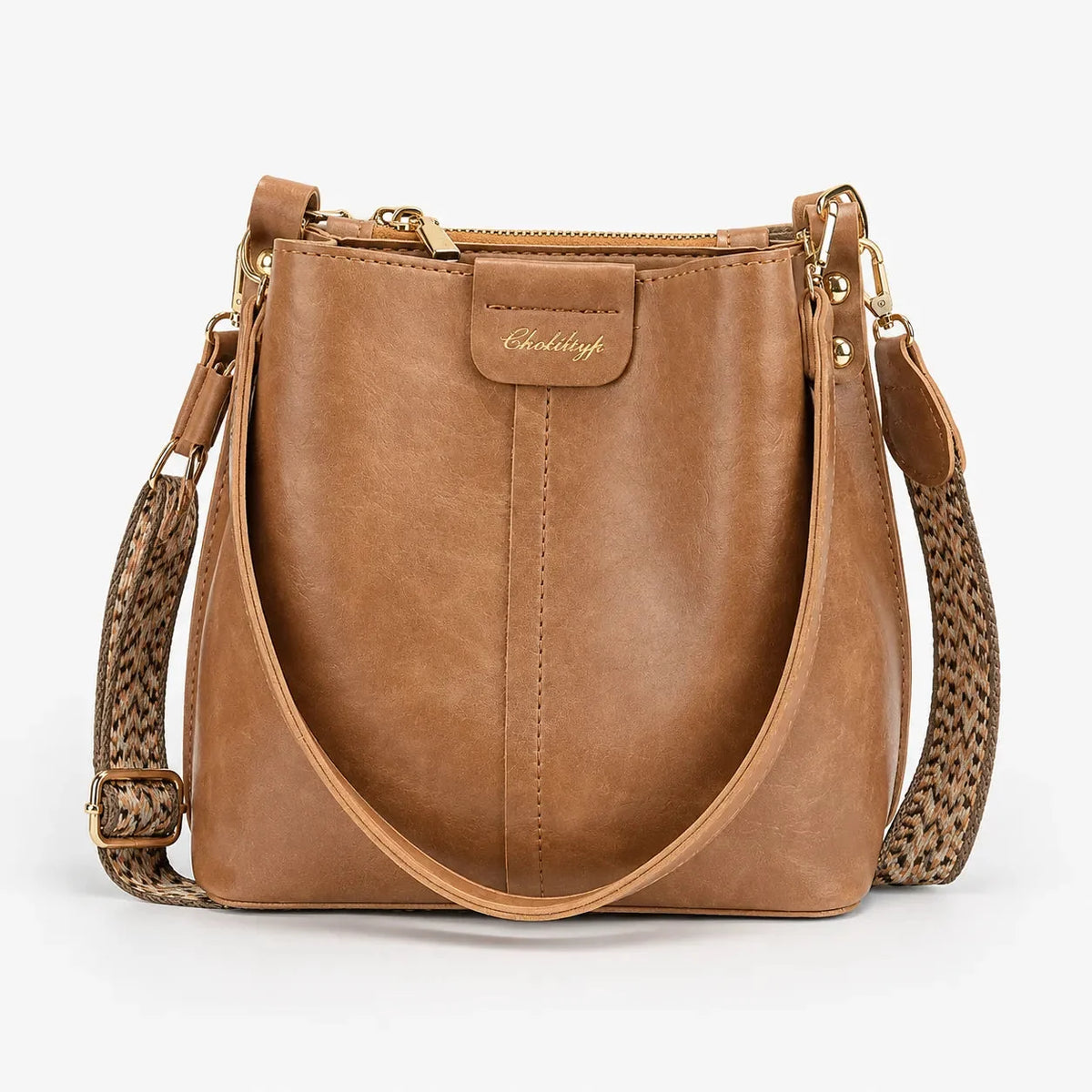 Women's Bucket Shoulder Bag | Two Straps & Vintage Finish