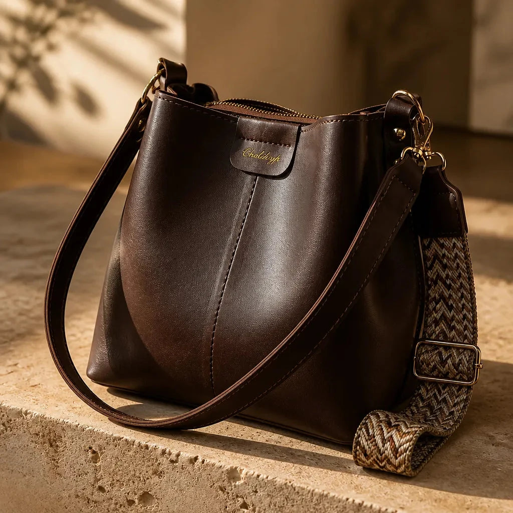 Women's Bucket Shoulder Bag | Two Straps & Vintage Finish