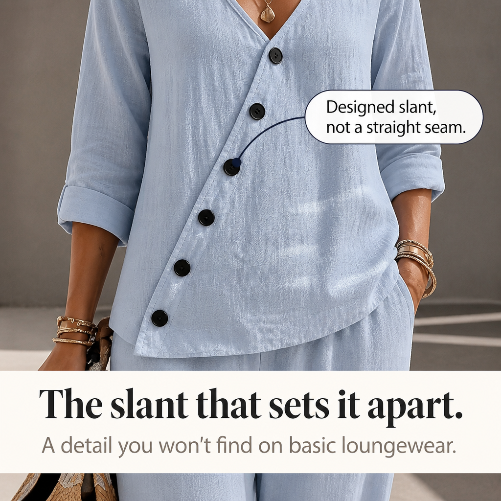 Women's Button Top & Wide Leg Trouser Set | Matching Two-Piece & All-Day Comfort