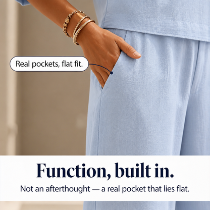 Women's Button Top & Wide Leg Trouser Set | Matching Two-Piece & All-Day Comfort