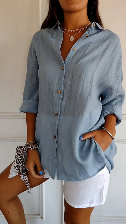 Women's Buttoned Blouse | Textured & Relaxed Fit