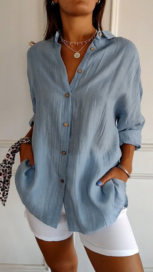 Women's Buttoned Blouse | Textured & Relaxed Fit