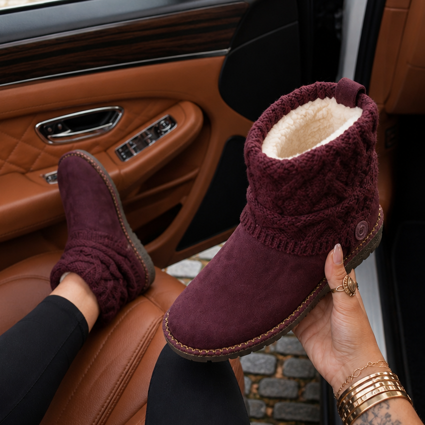 Women's Cable-Knit Boots | Warm & Stretch-Fit Shaft