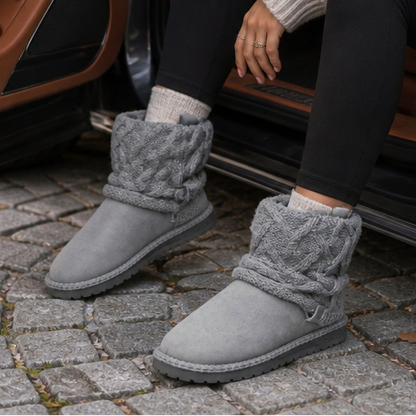 Women's Cable-Knit Boots | Warm & Stretch-Fit Shaft