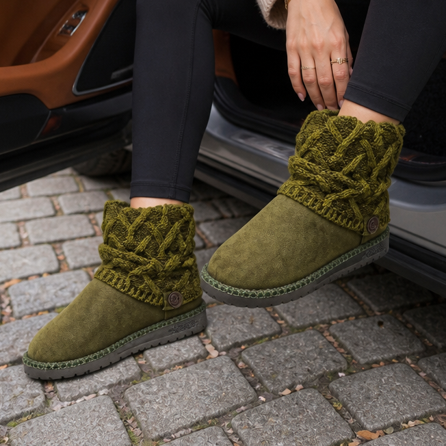 Women's Cable-Knit Boots | Warm & Stretch-Fit Shaft