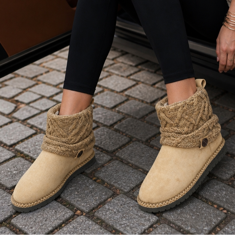 Women's Cable-Knit Boots | Warm & Stretch-Fit Shaft