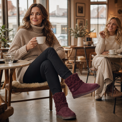 Women's Cable-Knit Boots | Warm & Stretch-Fit Shaft
