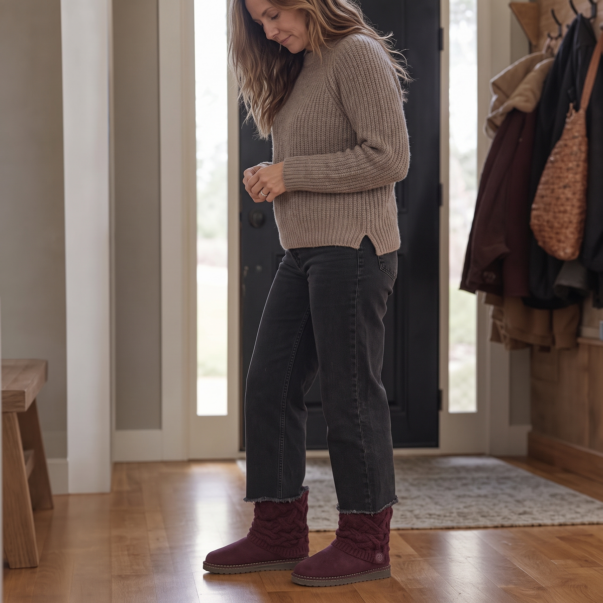 Women's Cable-Knit Boots | Warm & Stretch-Fit Shaft