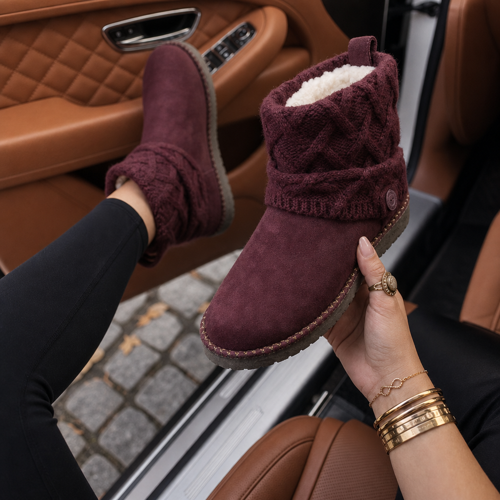 Women's Cable-Knit Boots | Warm & Stretch-Fit Shaft