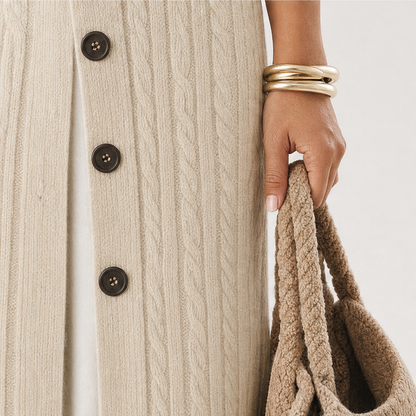 Women's Cable-Knit Duster Cardigan Open-Front Long Length