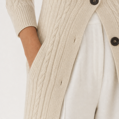Women's Cable-Knit Duster Cardigan Open-Front Long Length