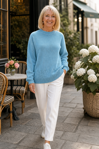 Women's Cable Knit Sweater | Structured Collar & Cuffs