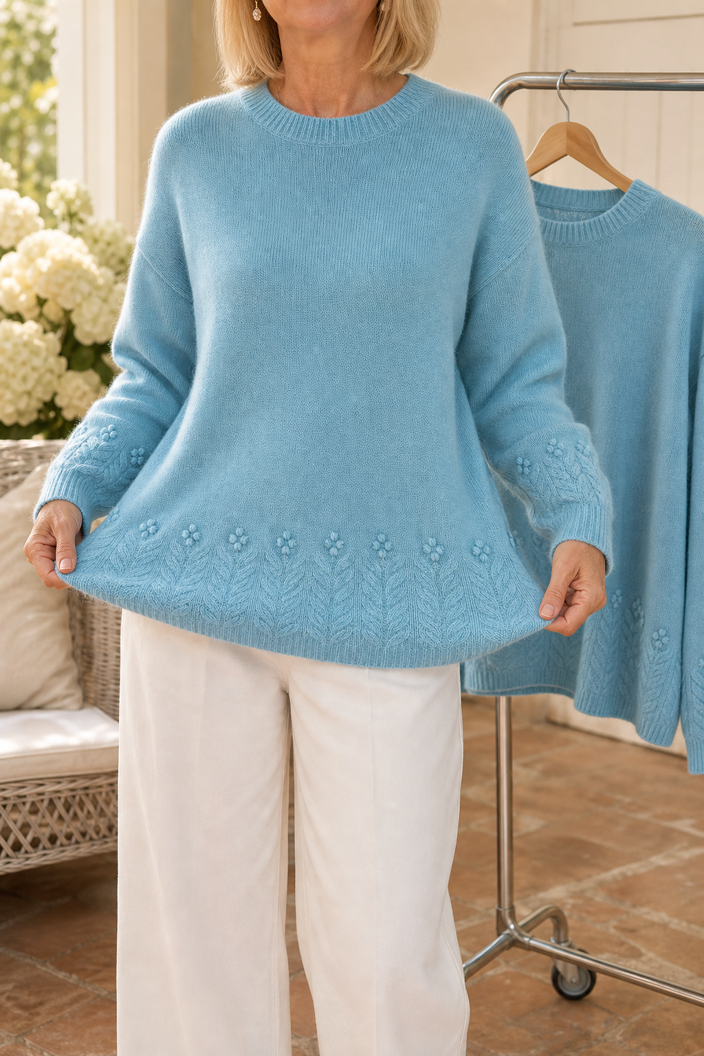 Women's Cable Knit Sweater | Structured Collar & Cuffs