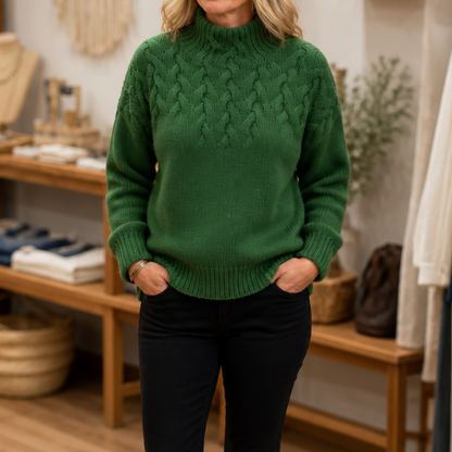 Women's Cable-Knit Turtleneck Sweater | Holds Its Shape