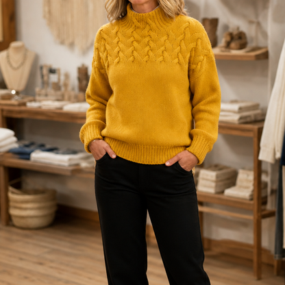 Women's Cable-Knit Turtleneck Sweater | Holds Its Shape