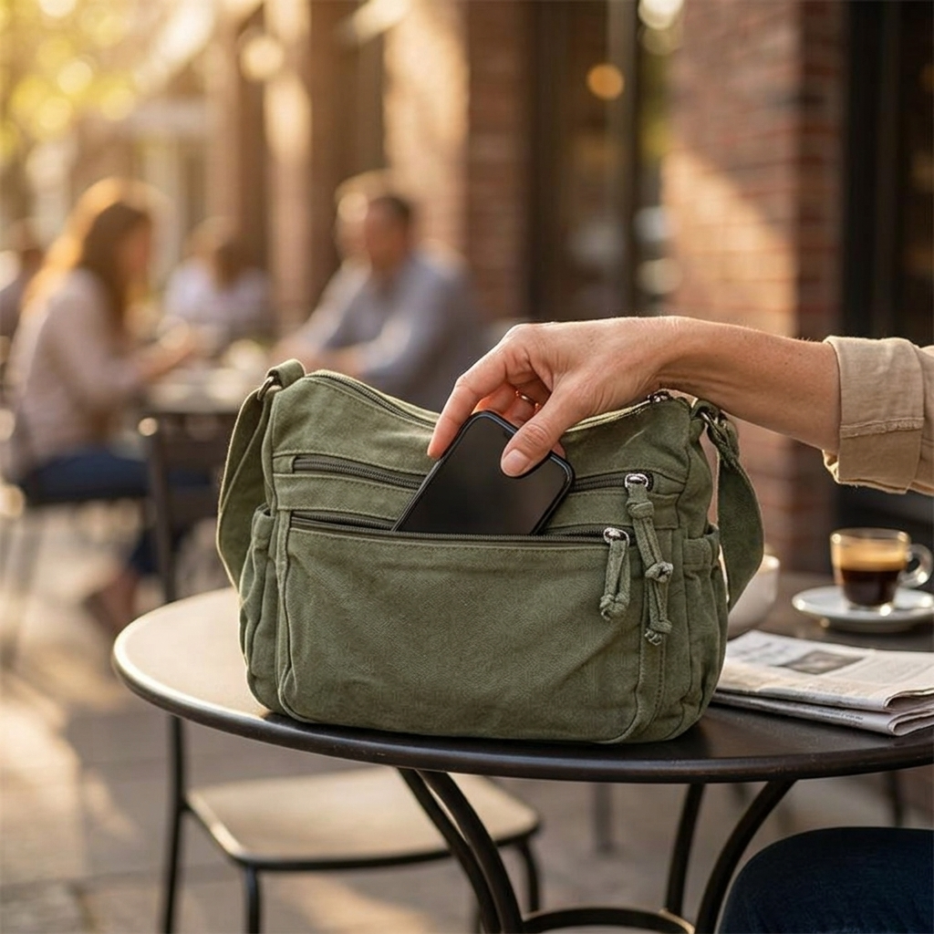 Women's Canvas Hobo Bag | 6 Pockets & Lightweight