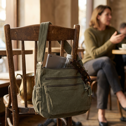 Women's Canvas Hobo Bag | 6 Pockets & Lightweight