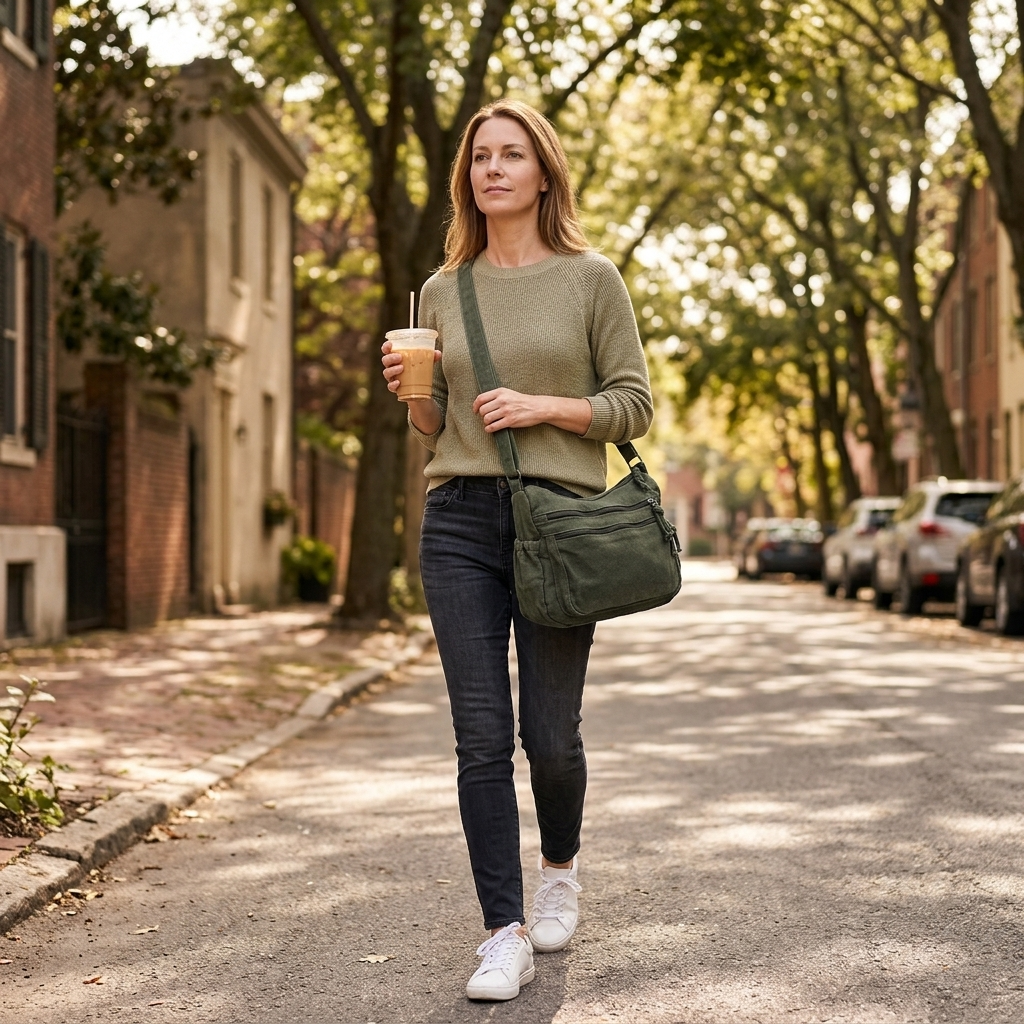 Women's Canvas Hobo Bag | 6 Pockets & Lightweight