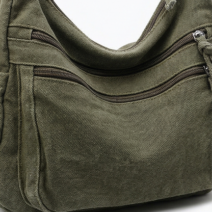 Women's Canvas Hobo Bag | 6 Pockets & Lightweight