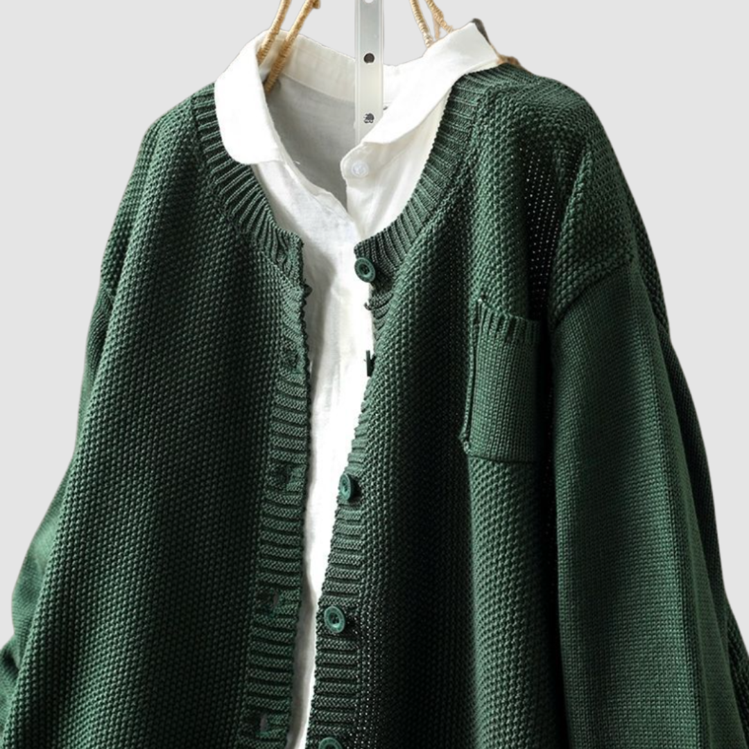 Women's Cardigans Soft Knit Relaxed Fit Long Sleeve with Chest Pocket