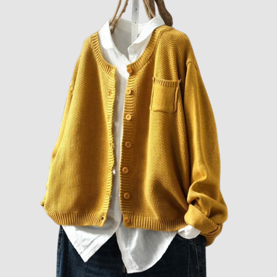 Women's Cardigans Soft Knit Relaxed Fit Long Sleeve with Chest Pocket