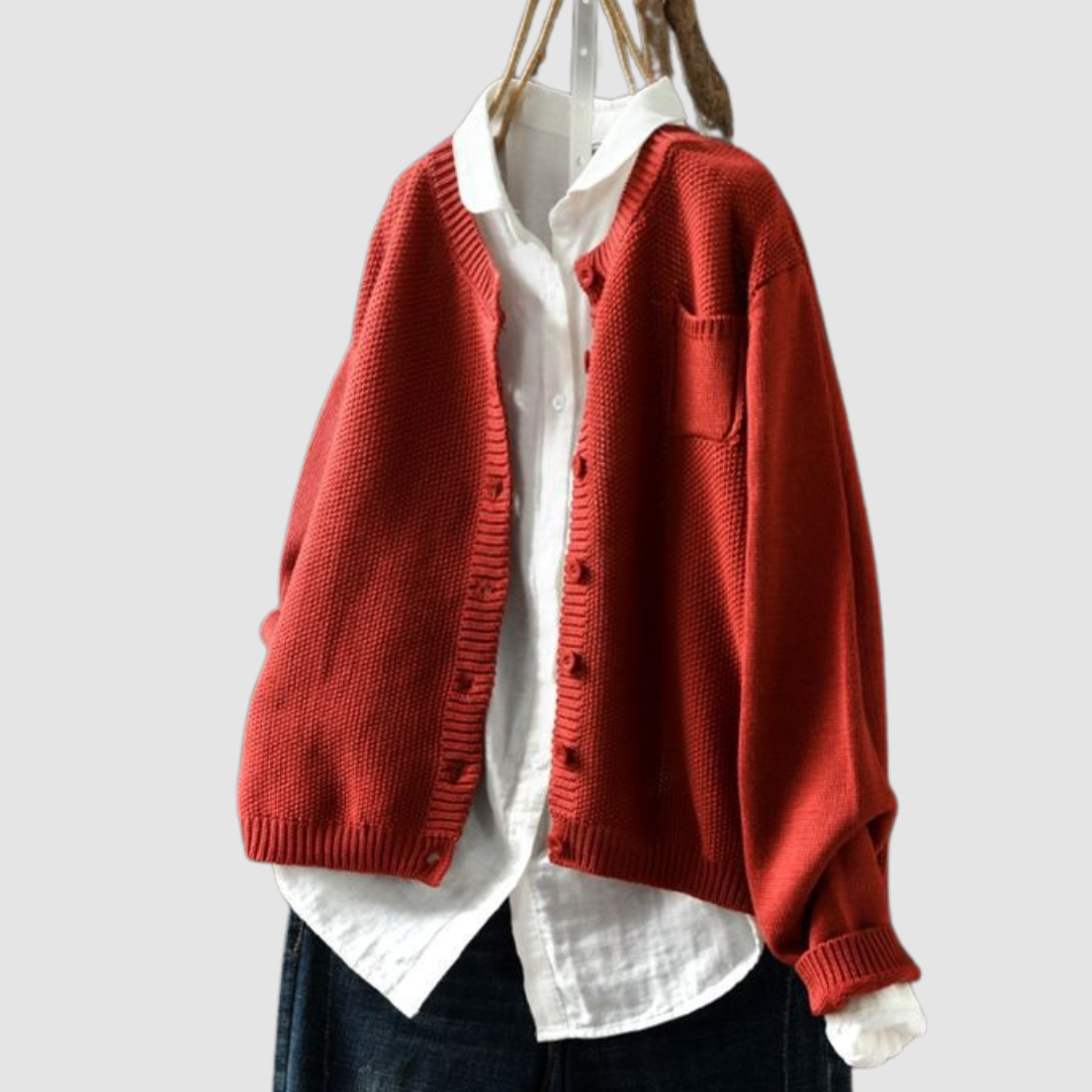 Women's Cardigans Soft Knit Relaxed Fit Long Sleeve with Chest Pocket