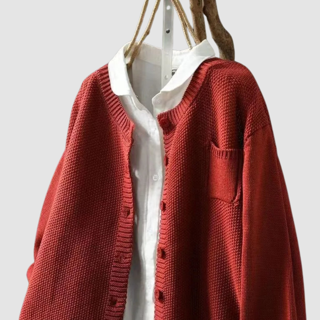 Women's Cardigans Soft Knit Relaxed Fit Long Sleeve with Chest Pocket