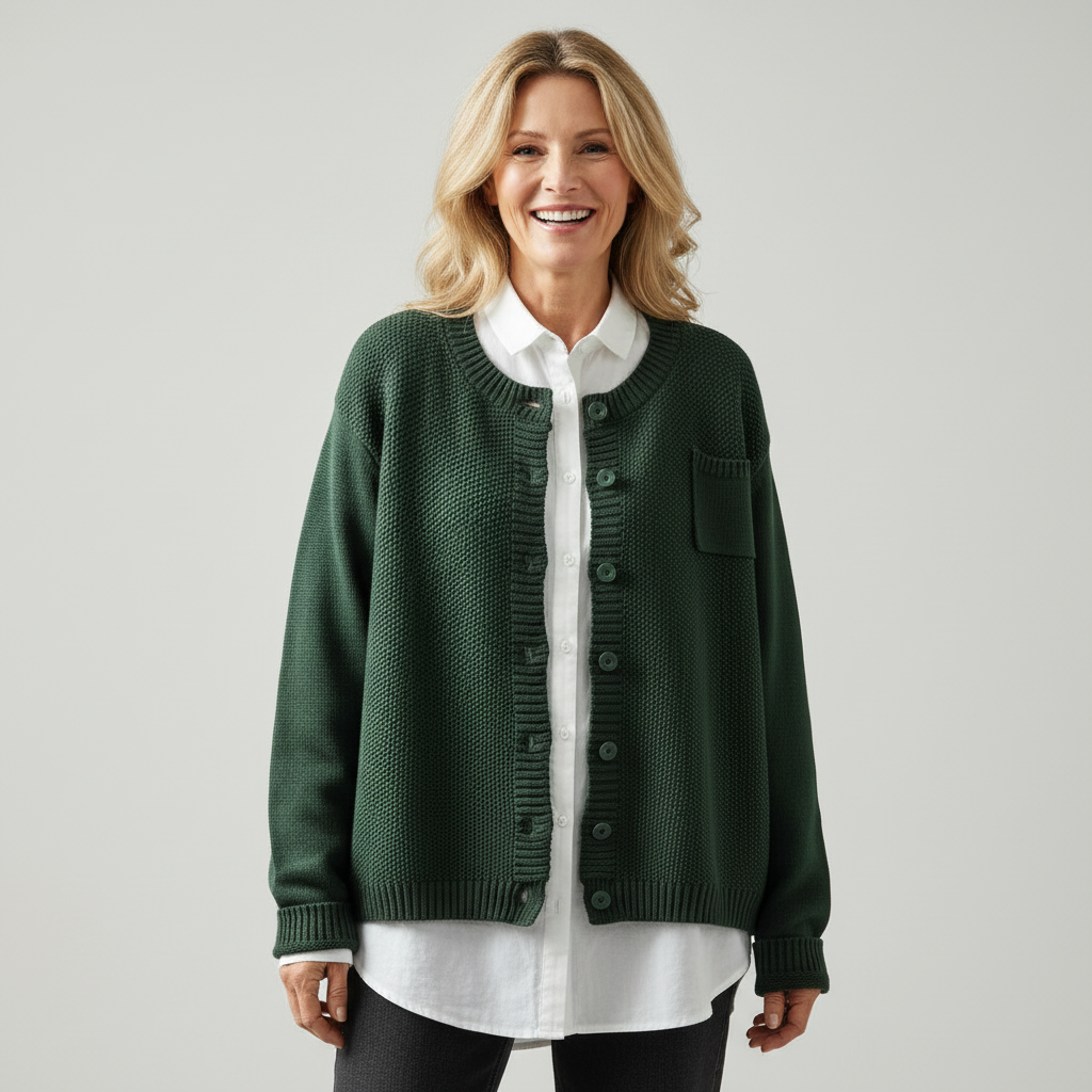 Women's Cardigans Soft Knit Relaxed Fit Long Sleeve with Chest Pocket