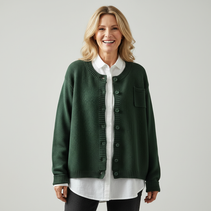 Women's Cardigans Soft Knit Relaxed Fit Long Sleeve with Chest Pocket