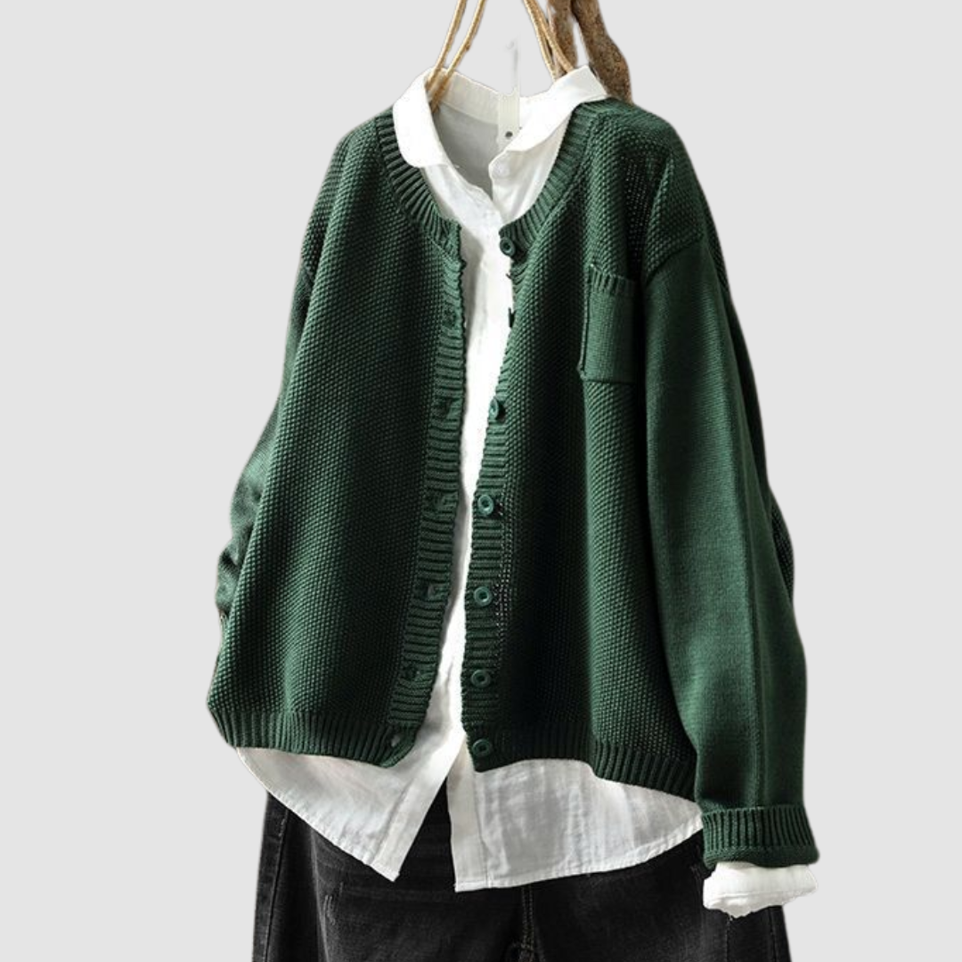 Women's Cardigans Soft Knit Relaxed Fit Long Sleeve with Chest Pocket
