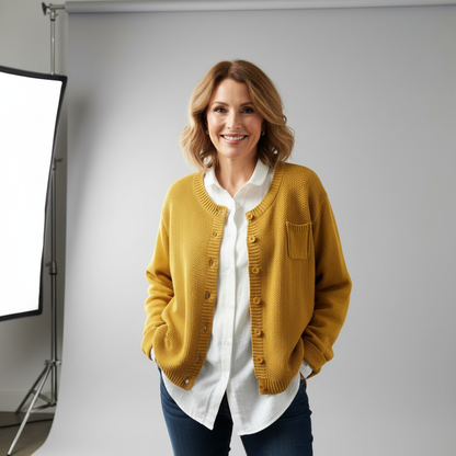 Women's Cardigans Soft Knit Relaxed Fit Long Sleeve with Chest Pocket