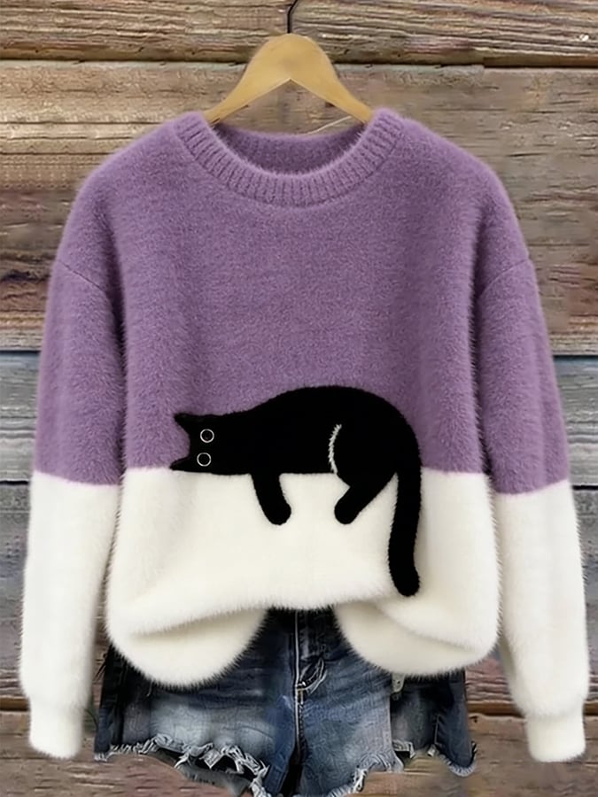 Women's Cat Graphic Sweater | Soft & Comfortable
