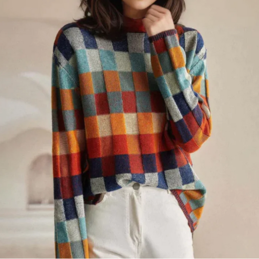 Women's Check Jumper | Relaxed Fit & Cozy Knit