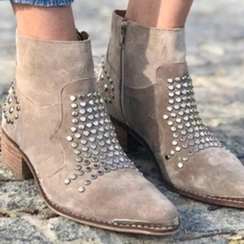 Women's Chunky Boots | Studded Pointed Toe