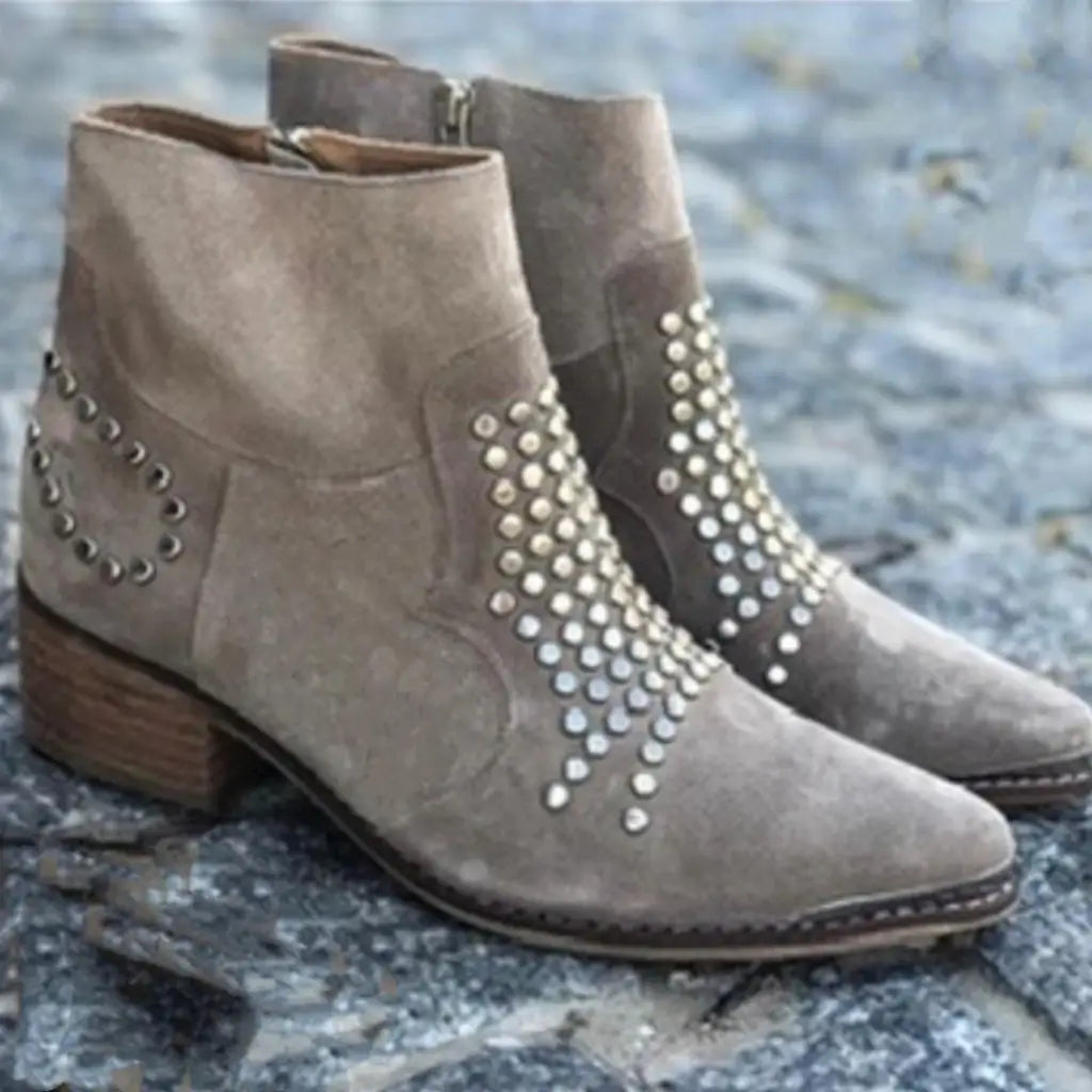 Women's Chunky Boots | Studded Pointed Toe