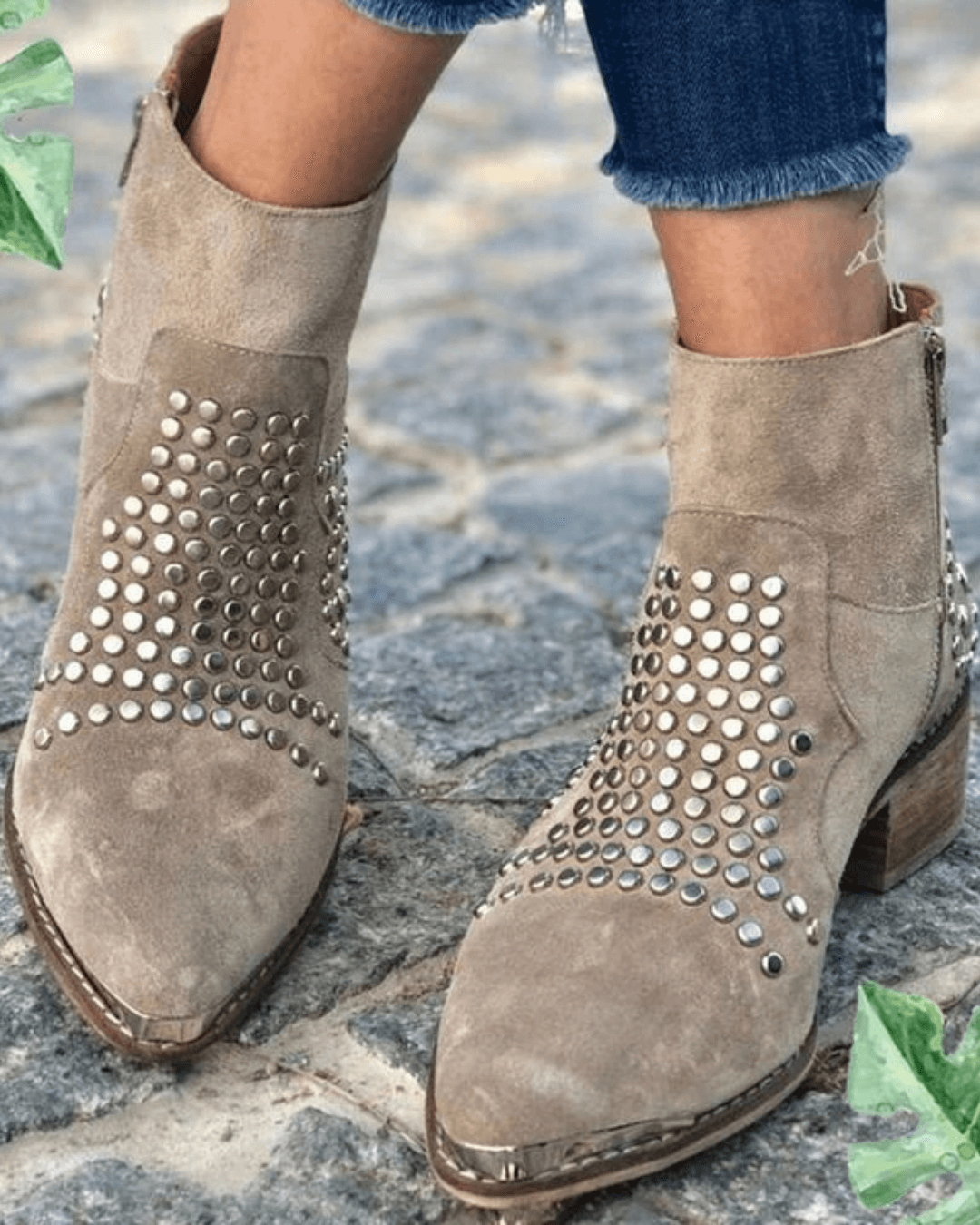 Women's Chunky Boots | Studded Pointed Toe