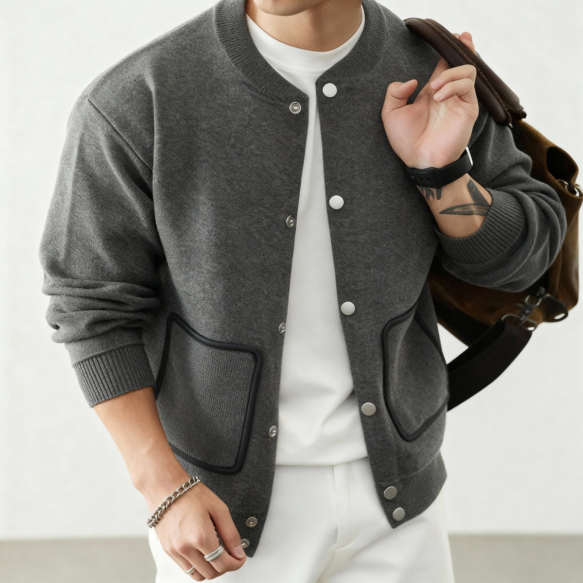 Women's Collarless Knit Cardigan | Structured & Versatile