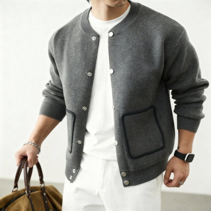 Women's Collarless Knit Cardigan | Structured & Versatile