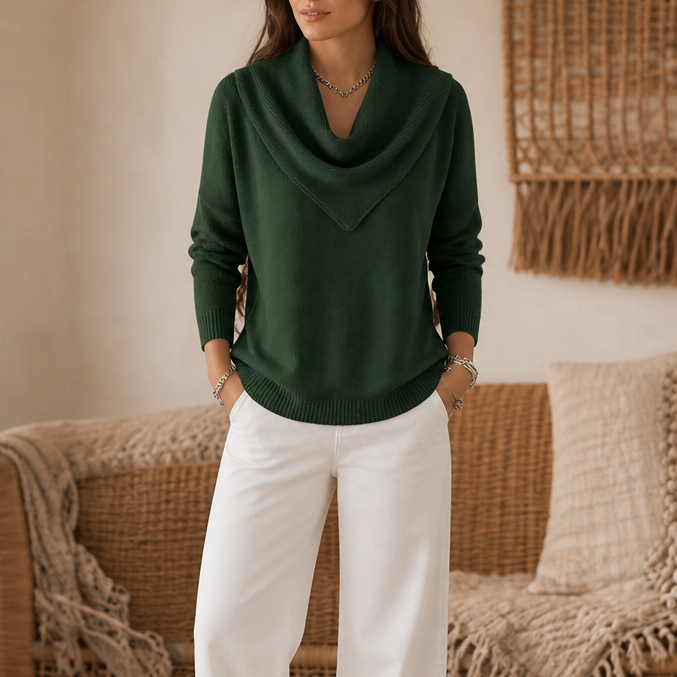 Women's Cowl Neck Sweater | Draped Collar & Effortless Style