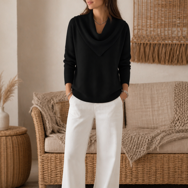 Women's Cowl Neck Sweater | Draped Collar & Effortless Style